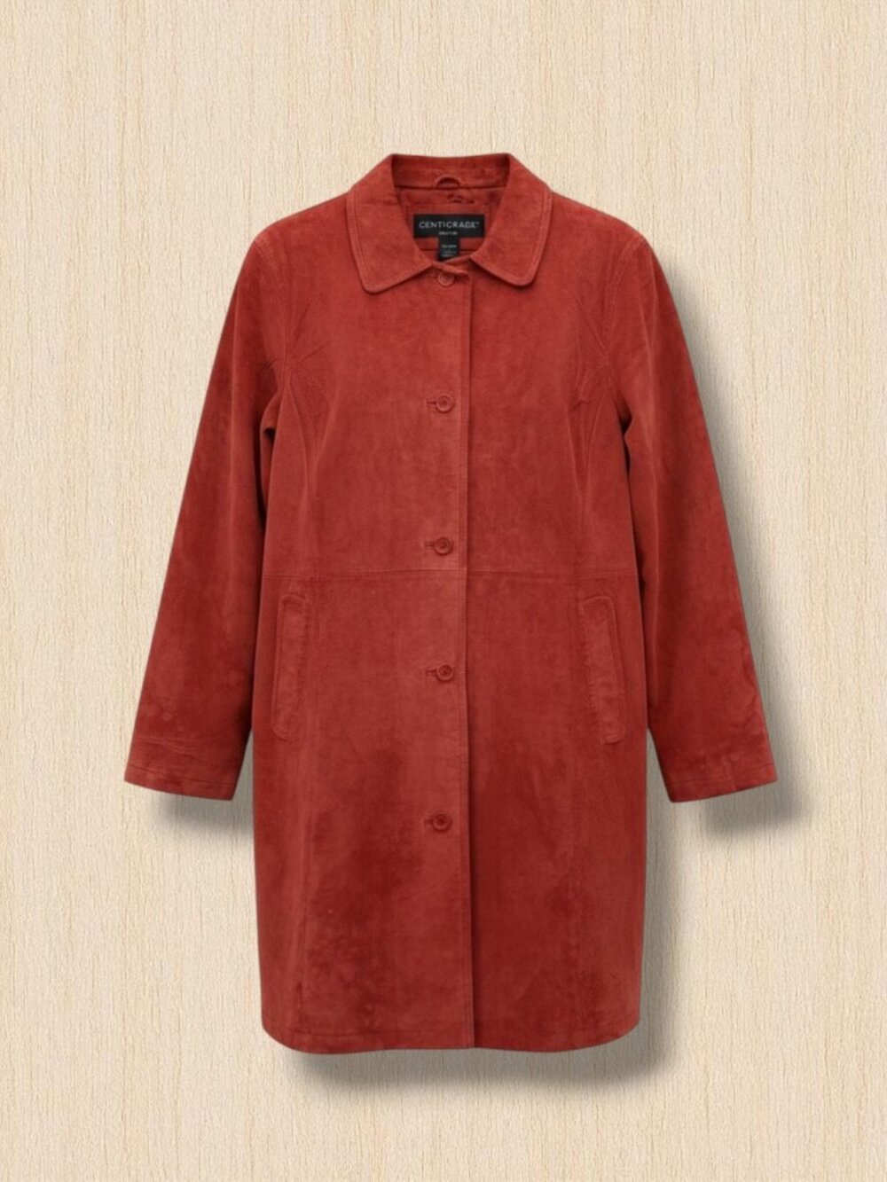 Centigrade Crimson Red Brushed Suede Car Coat‎ XL